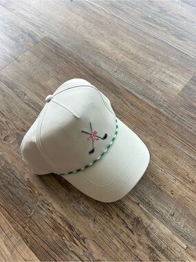 NEW Cream Baseball Cap with Embroidered Golf Clubs
